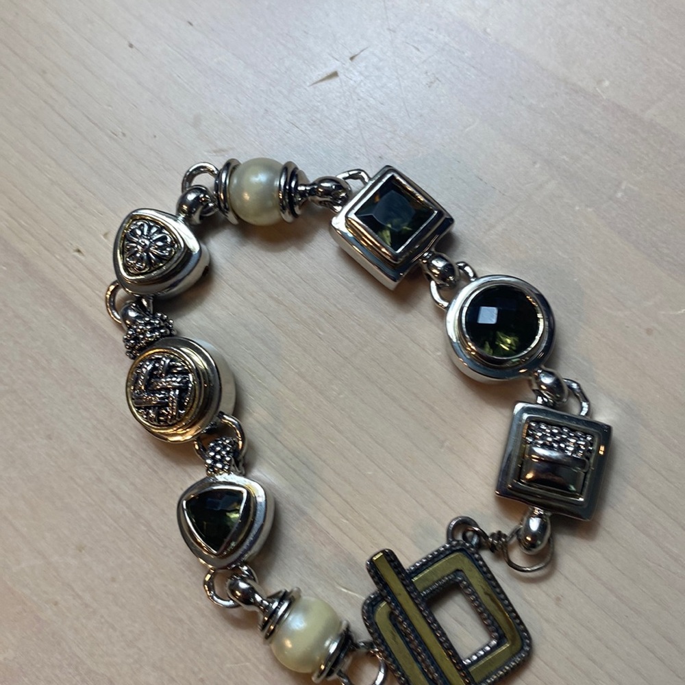 Vintage silver bracelet with all unusual stones.